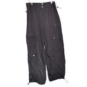 BDG Urban Outfitters Sz S Black Parachute Balloon Cargo Pants Snap Elastic Waist